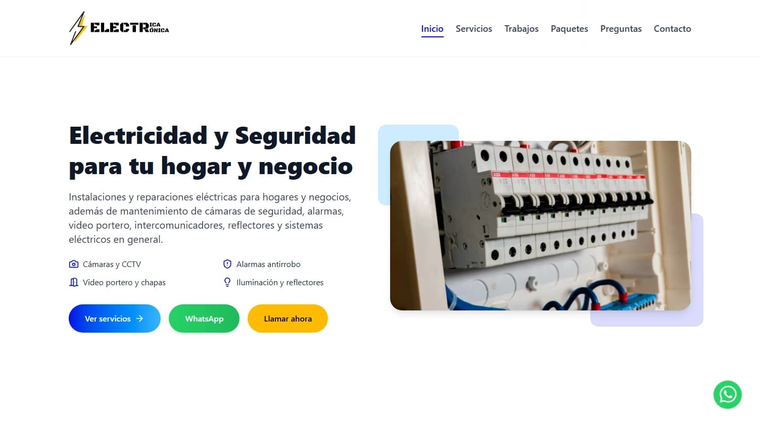 Eléctrica Electrónica - Landing Page desarrollado por CODE 200 TI. Proyecto web profesional en Chiclayo, Lambayeque, Perú